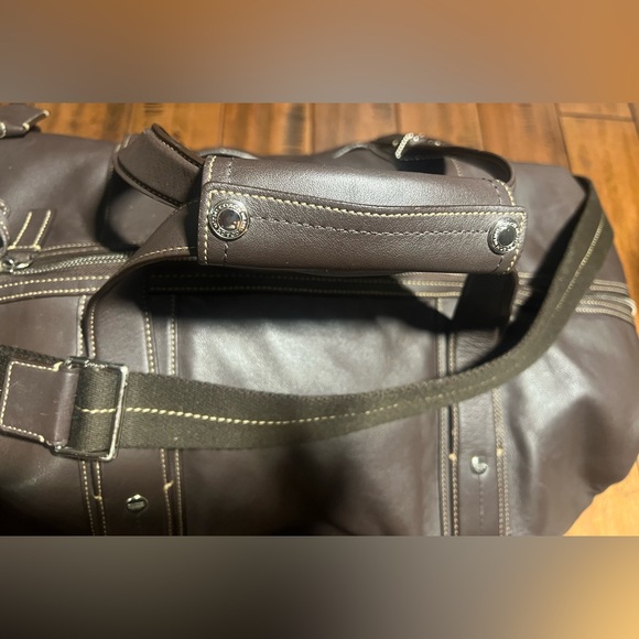 Vintage Coach Dark Brown Leather Unisex Large Cabin WeekenderTravel Duffel Bag - Picture 6 of 16